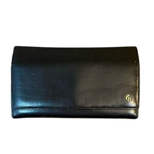 Castelijn & Beerens Frame 6-Card Supple Black Leather Purse Wallet Gold Accents